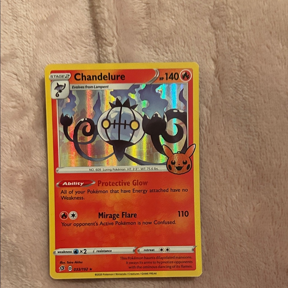 Pokemon Chandelure Card - Red and Yellow